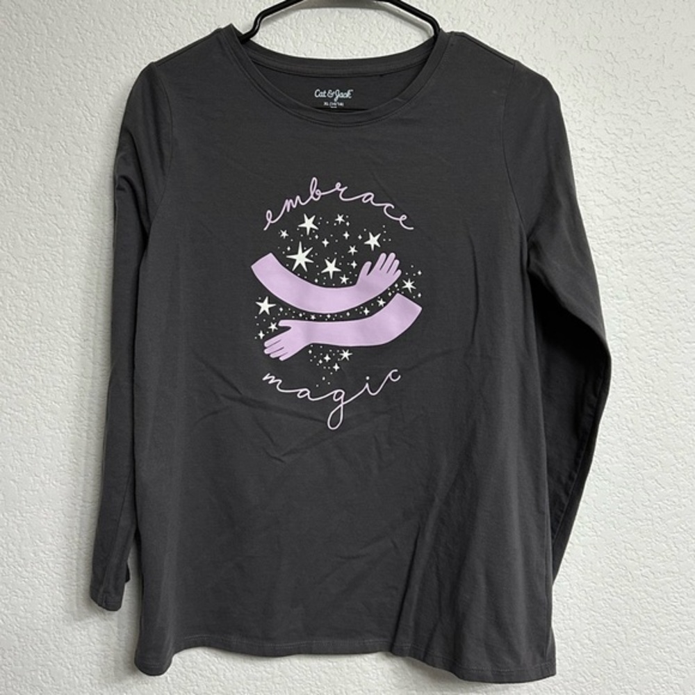 Cat & Jack Girls Embrace Magic Gray Long Sleeve Shirt XL (14/16) PLUS